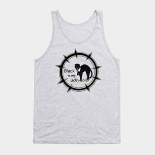 Funny cat, black ist my lucky color Tank Top